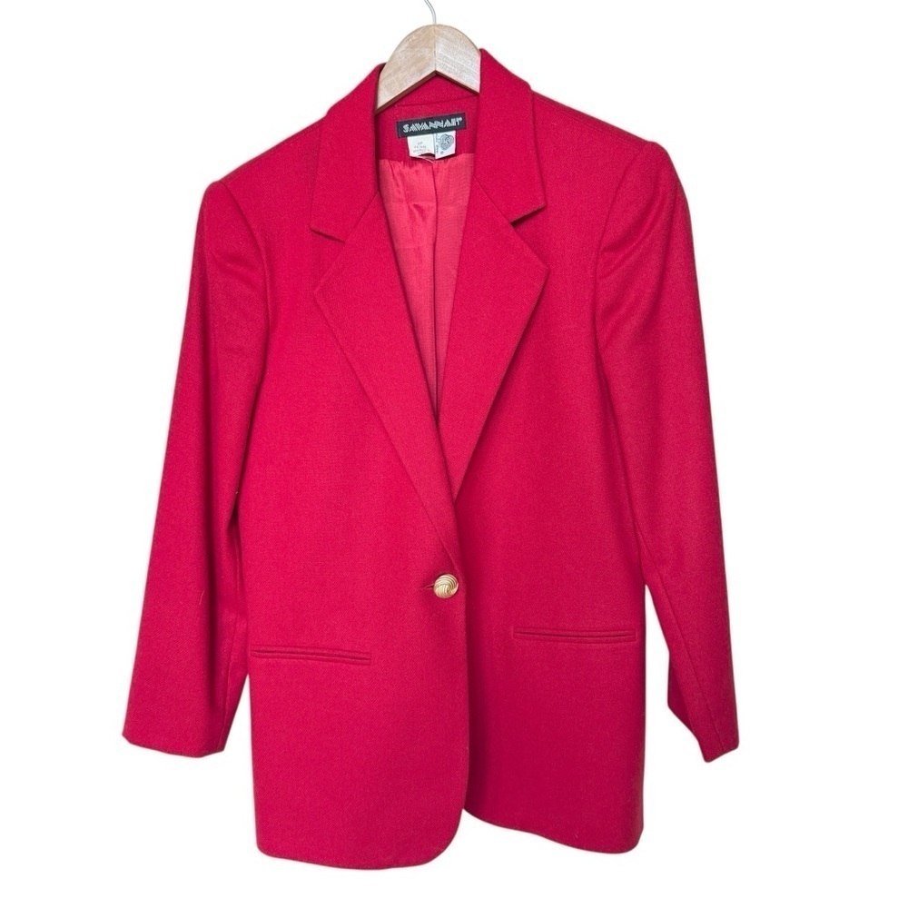 VINTAGE! 90’s Savanna Red Gold 1-Button 100% Wool Blazer Size 6P Business Casual